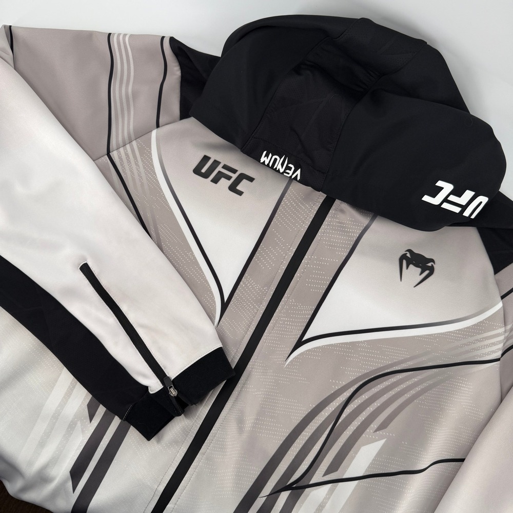 Venum UFC Hoodie Mens XXXL Gray Black Full Zip Authentic Fight Week Jacket MMA